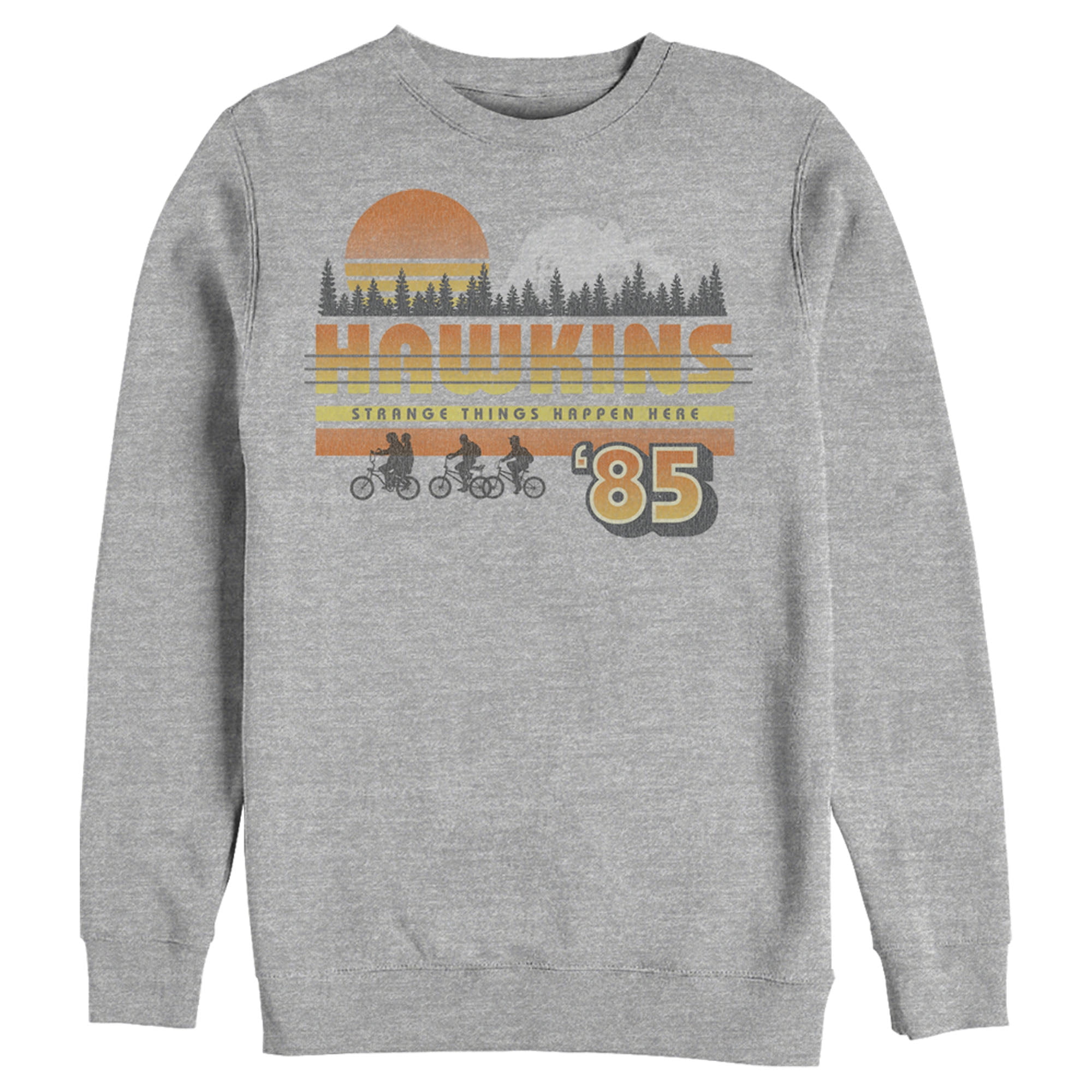 Netflix Men s Stranger Things Retro Hawkins Bikers Sweatshirt Athletic Heather X Large
