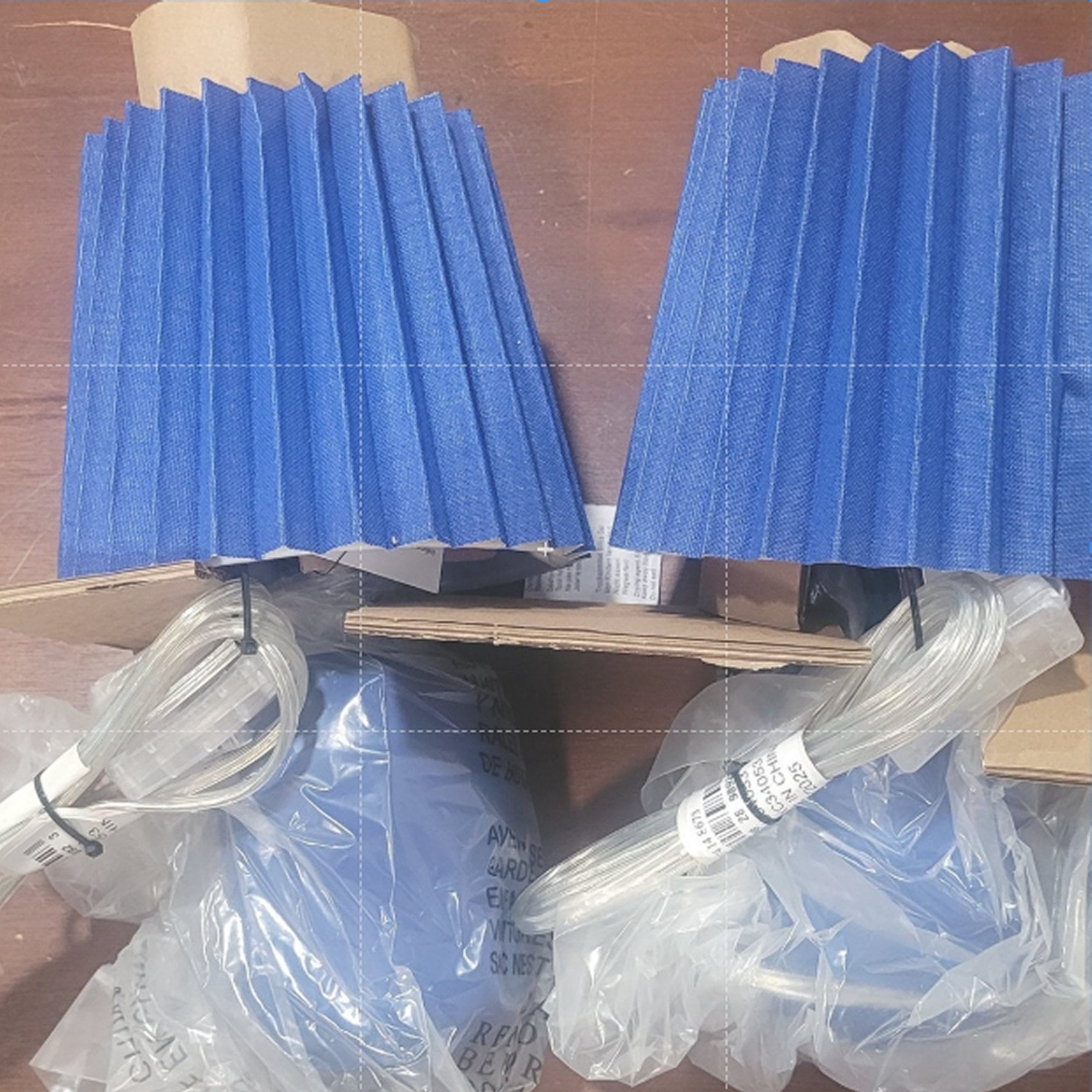 2 Essentials Mini Table Lamp Pair – Blue – Pleated Shade – 12" - Sold by the Pair
