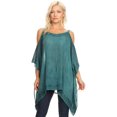 thumbnail image 5 of Sakkas Ada Womens Stonewashed Cold Shoulder Embroidered Casual Top Blouse Loose - Teal - One Size Regular, 5 of 5
