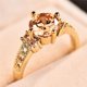 thumbnail image 1 of Boho Purple Pink Zircon Ring Round Cut 18k Gold Plated Wedding Engagement Evening Party Ring, 1 of 5