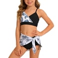 thumbnail image 2 of YMNXA Big Kids Girls 2 Piece Swimsuits Sleeveless Flower Print Top And Bottoms Bikinis Sets Comfortable Fashion Swimwear For Holiday Vacation Beach Black 11-12 Years, 2 of 4