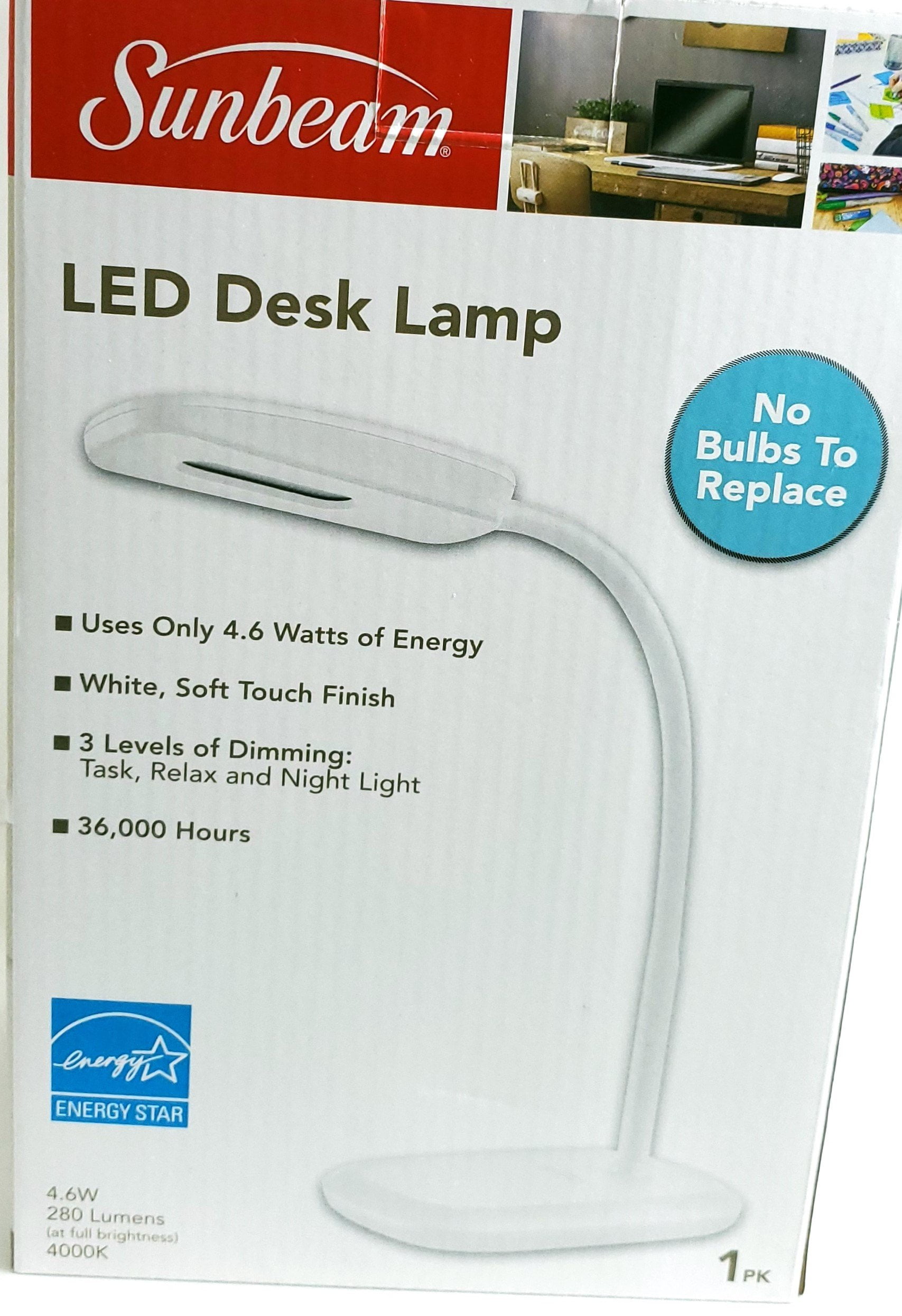 new sunbeam flexible neck led desk lamp adjustable light energy star black