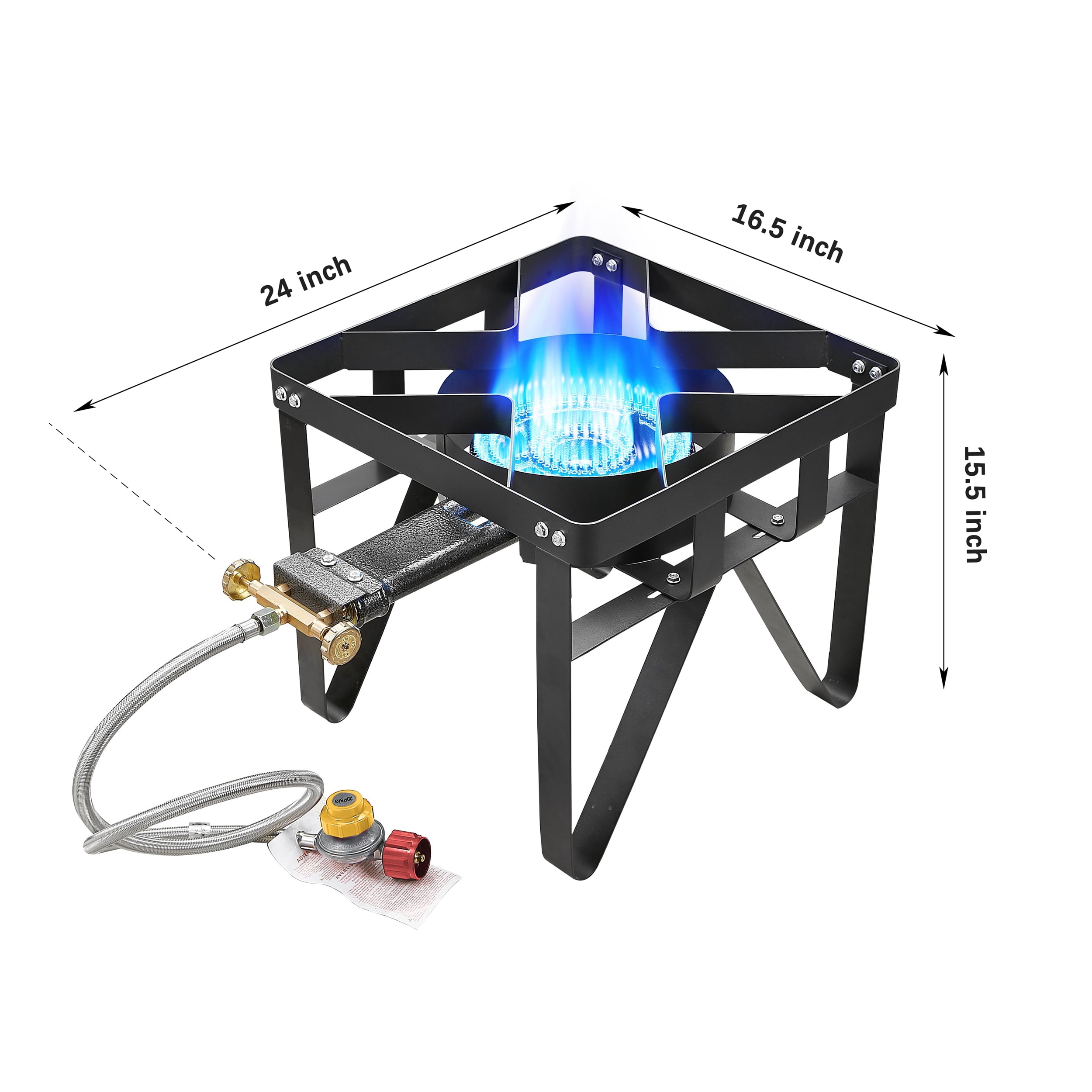 Vivicreate 185000 BTU camping outdoor cast iron party camp garden stove grill propane gas burner include CSA listed regulator and gas pipe