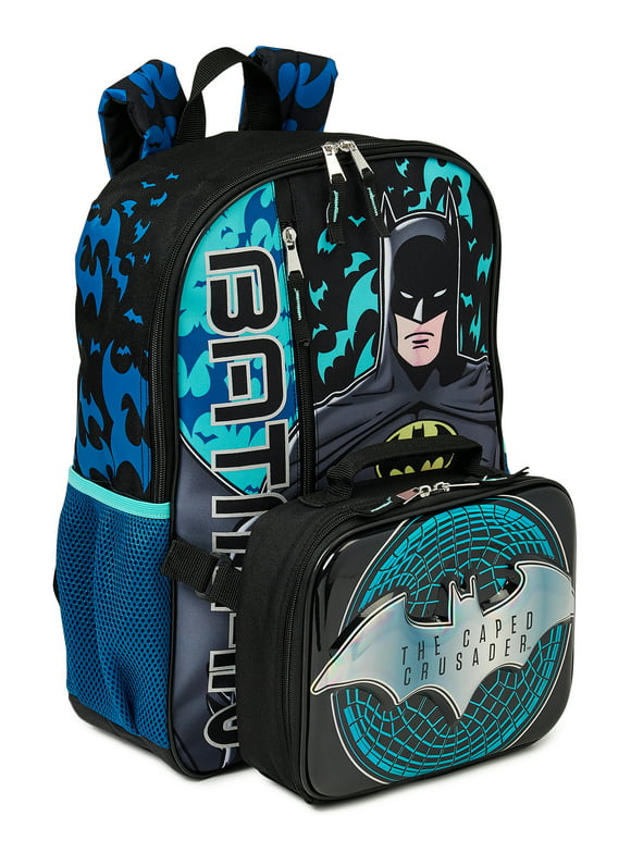 Warner Bros DC Batman Gotham City Boys Hero 17" Backpack with Lunch Tote 2-Piece Set