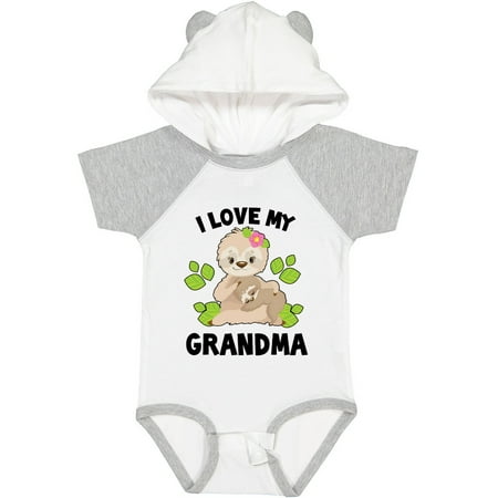 

Inktastic Cute Sloth I Love My Grandma with Leaves Gift Baby Boy or Baby Girl Bodysuit