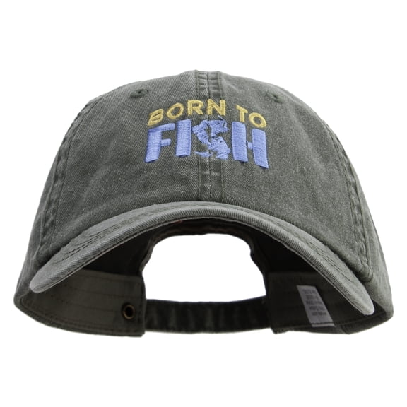Born To Fish Embroidered Big Size Washed Pigment Dyed Cap - Olive XL-3XL