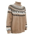 thumbnail image 6 of zaveiop Women's Fair Isle Sweater Casual Crewneck Long Sleeve Lightweight Vintage Knit Jumper Tops (Brown, 3XL), 6 of 8