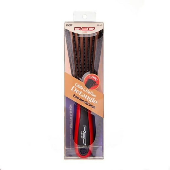 Kiss Glide & Define Detangle Brush (HH62-EZ Glide Detangling Brush 9 rows, Black)