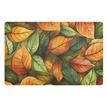 Yayeee Doormat for Indoor Entrance 32" x 20" Non Slippery Floor Rug, Green Retro Leaves