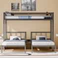 thumbnail image 4 of Kacho Triple Bunk Bed, Metal Bunk Bed Frame for Twin over Twin over Twin Bunk Bed with Safety Full-Length Guardrails, for room Bedroom, Easy Assembly, No Box Spring Needed, Gray, 4 of 8