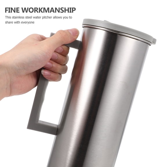 RENACLIPY Stainless Steel Pitcher Beverage Dispenser Multi Use Large Water Jug for Home Office 1Pack