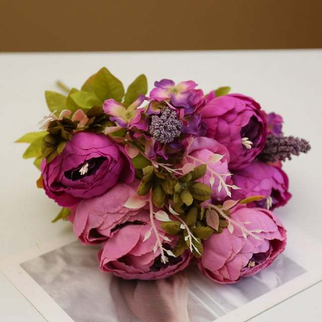 BKER Simulation 13 European Style Core Peony Flowers Home Table Dress Wedding Photography Decoration Flower Simulation Flowers