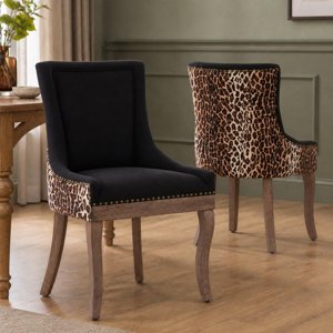 ODUSE-DAILY Leopard Dining Chairs, Set of 2