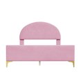 Full Size Upholstered Platform Bed, Semicircle Headboard, Velvet