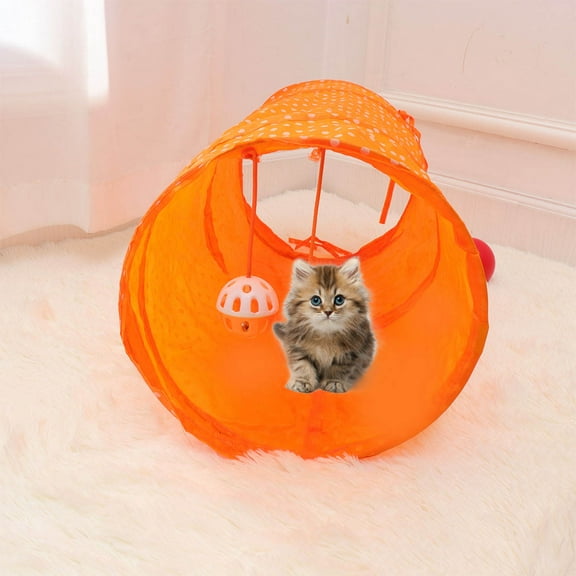 PBPBOX Foldable Cat Tunnel Durable Pet Tube For Kittens Fun Plaything Supplies Orange For Exercise And Exploration