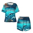 thumbnail image 4 of Lsque Hawaiian Ship Dolphin Women's Short-Sleeved Pajama Set - 2 Piece Soft and Lightweight Sleepwear Set-Small, 4 of 9