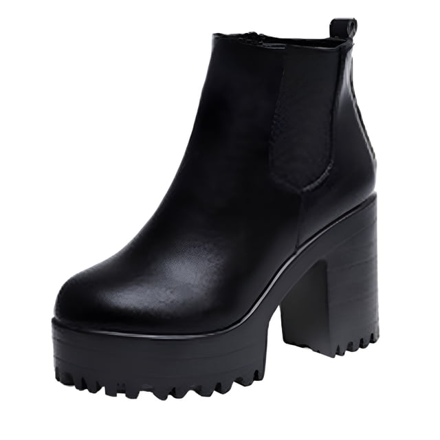 NECHOLOGY Botas Mujer Adulto Femenino Zapatos Botines mujer Botas de mujer de tacón cuadrado Botas de tacón grueso hasta el muslo de cuero Zapatos Botines (Black, 7)