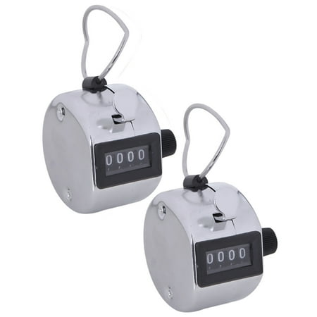 Chrome Manual Exposed Bed Pan HDE Handheld 4 Digit Number Counter Mechanical Tally Lap Tracker Manual Clicker (Chrome) - 2 Pack ()