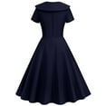 thumbnail image 5 of Lindreshi Fall Dresses for Women 2025 Homecoming Dresses Fashion Women's Sleeve Print Short Sleeve Turndown Collar Retro Mini Dress, 5 of 7