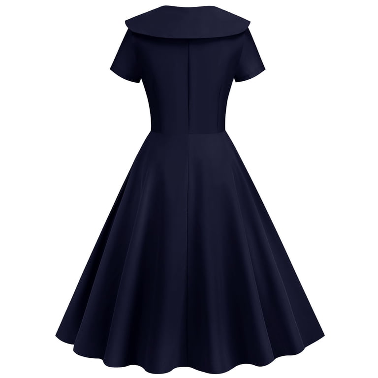 navy homecoming dresses 2025 Cute A-line Short Knee-length Dark Navy Vintage Homecoming Dress 2025