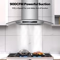 thumbnail image 3 of Wall Mount Range Hood 36 inch 900 CFM Stainless Steel Range Hood with LED Light and Remote Control, 3 of 8