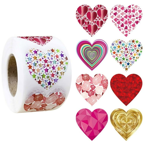 EclipseJewels 500pcs Valentine's Day Heart Stickers & Labels, Wedding Invitation Seals and Heart-Shaped Wall Decorations, Bulk Adhesive Decorative Sticker Set,muticolor