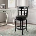 thumbnail image 6 of Benjara Sabi 24" Swivel Counter Stool- Solid Wood- Faux Leather- Brown- Black, 6 of 6