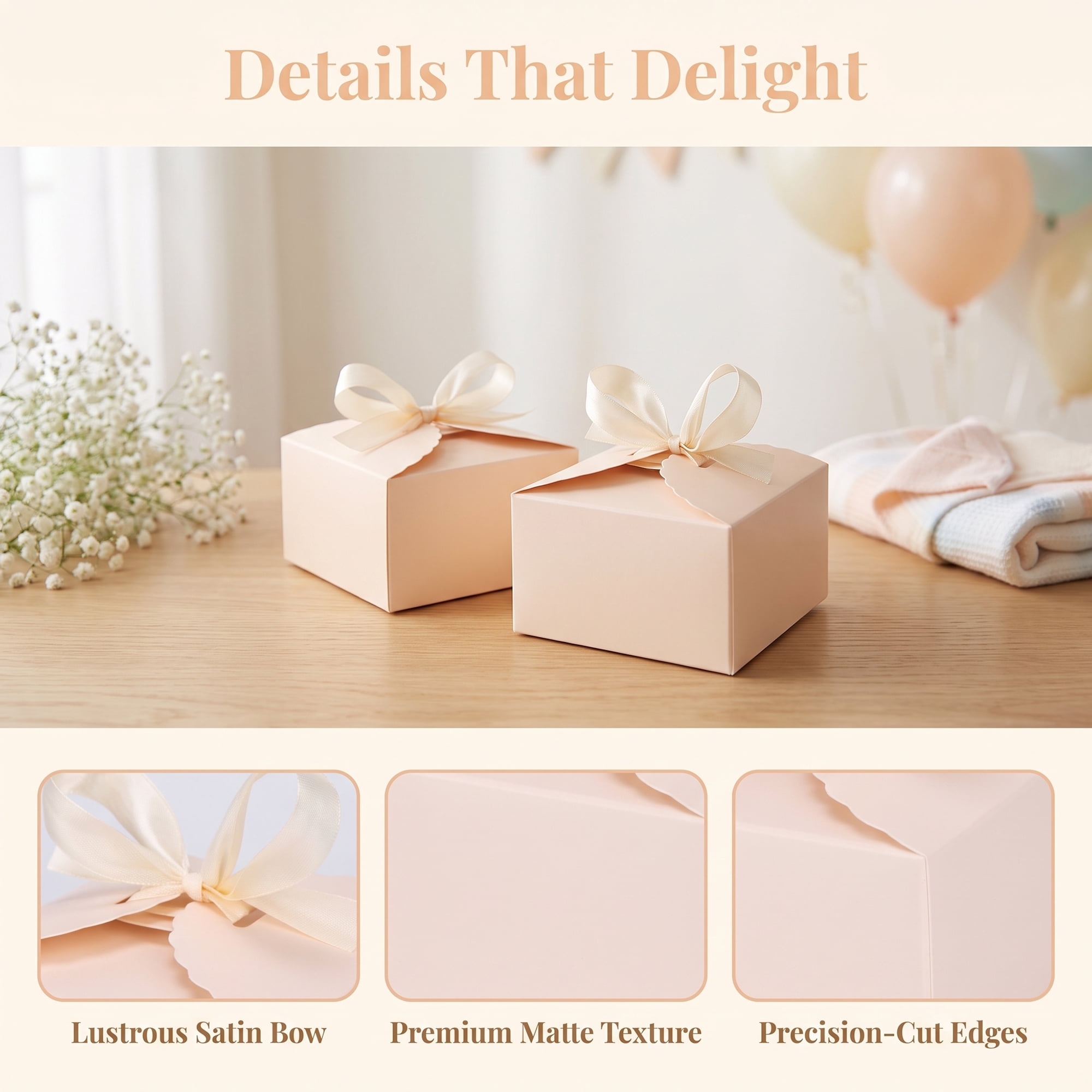Unique Bargains Flat Favor Gift Boxes for Pastry Gift Wrapping Supplies 3.5"x3.5"x2" Pink