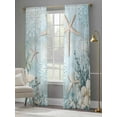 thumbnail image 4 of Ocean Starfish Anchor Sheer Curtains 84 Inches Long 2 Panels Retro Coral Flower Blue Theme Light Filtering Semi Sheer Window Curtains Drapes for Bedroom Living Room 52"x84", 4 of 7