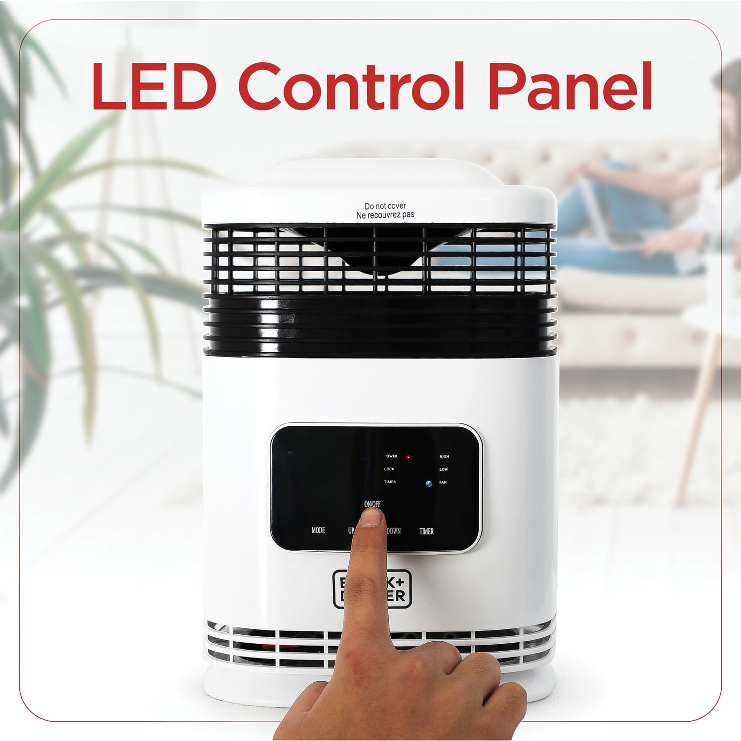 BLACK+DECKER 1,500-Watt-Max Mini 360° Surround Heater with Digital Display and Remote, White, BH1607