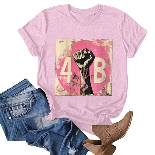 Puntoco Blusa de manga corta con estampado de moda para mujer, divertida camiseta de cuello redondo