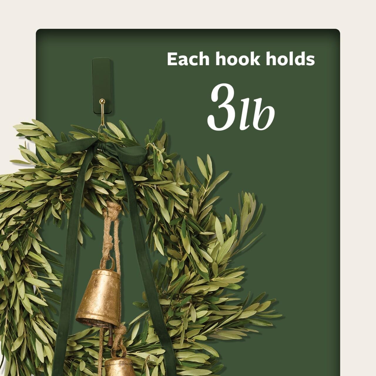 JJEAN-Medium Wire Hook, Rosemary, 4 Hooks, 6 Strips