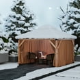 thumbnail image 4 of M optimized 12'x12' Hardtop Wood Gazebo, with Double Metal Roof, Heavy-Duty Wooden Frame, Net, and Curtain, Permanent Building for Patio, Deck, Backyard, Lawn, Garden, 4 of 8