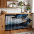 thumbnail image 3 of Navy Blue Cabinet Curtain 32"Wx55"L, Dustproof Pantry Door Curtain with Self Adhesive Tape, Abstract Color Block Vintage Modern Tall Storage Cover Privacy Drape for Bathroom Kitchen Laundry Room, 3 of 9