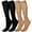 2 Pairs Black+2 Pair Natural, variant on Manzi 4 Pairs Knee High Stockings 40D Semi Opaque Trouser Socks for Women