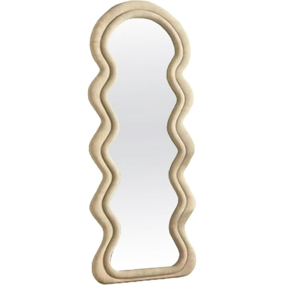 Kismet Velvet Mirror - Luxurious Décor, Elevate Your Reflections with Opulence (Beige)