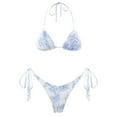 thumbnail image 3 of TrendOFT Womens Halter Bikini Set Triangle Top String Swimwear Two Piece Swimsuits Floral Push up Bathing Suit D S, 3 of 3