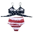 thumbnail image 4 of Utoimkio Women's American Flag Bikini Sets 4th of July Two Piece Swimsuit High Waisted V Neck Twist Front Adjustable Spaghetti Straps Bathing Suit for Women, 4 of 4