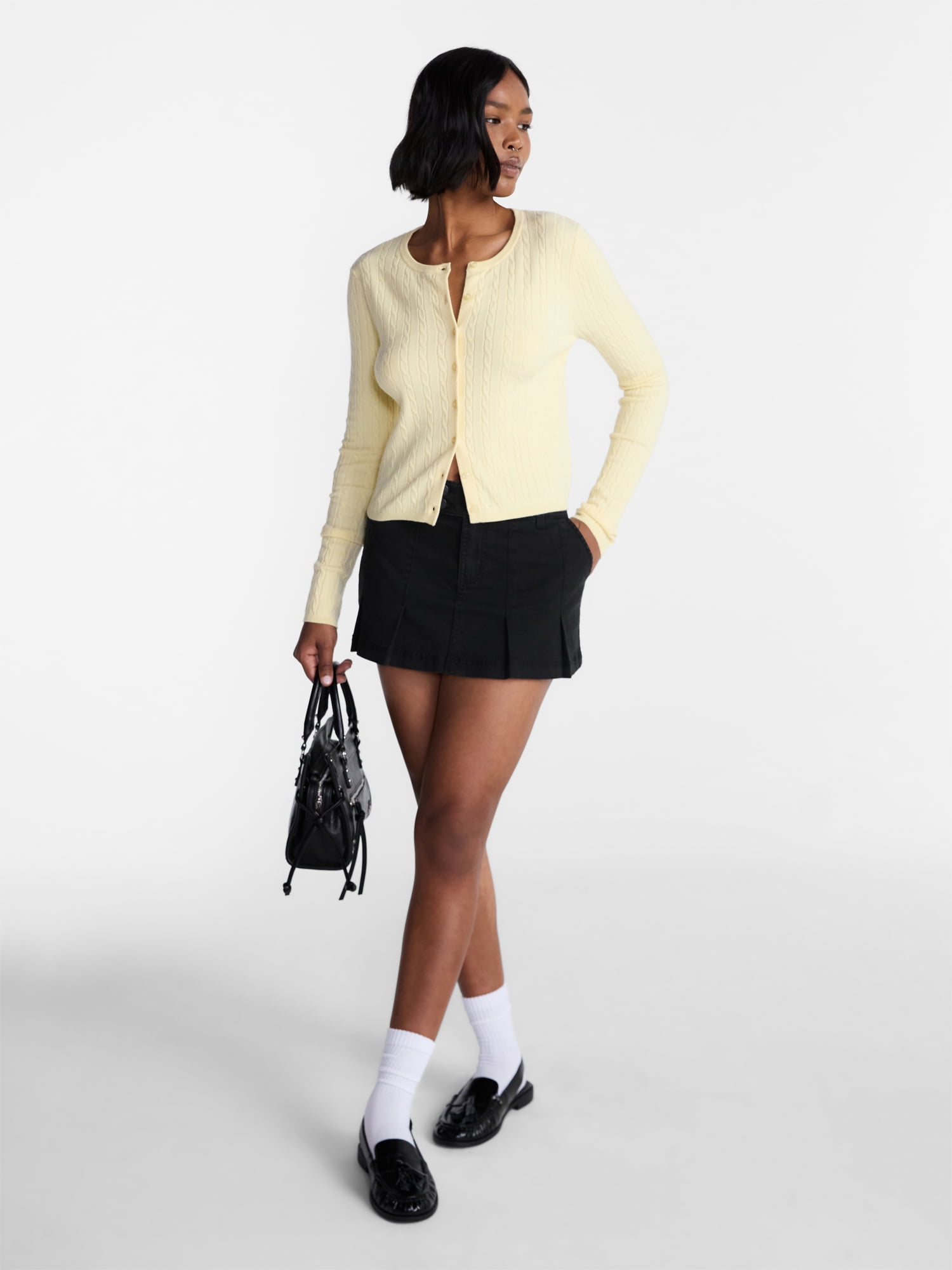 No Boundaries Two Button Pleated Mini Skirt, Women's XXS-XXL