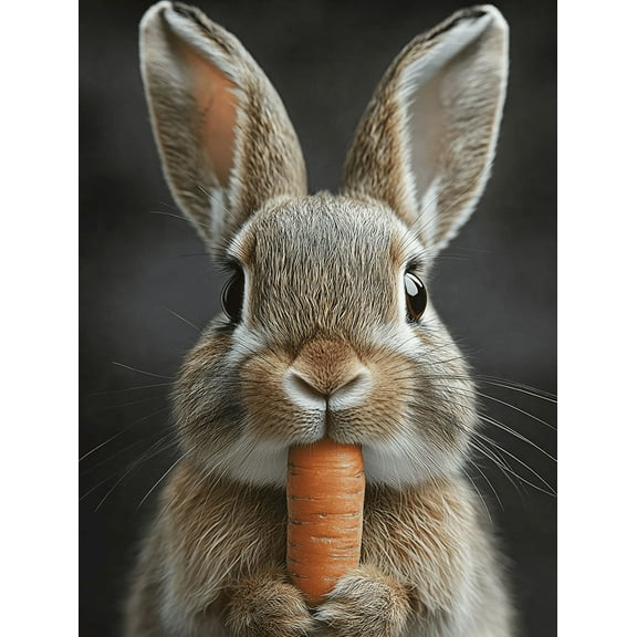 Cute Bunny Eating Carrot Canvas Wall Art,Perfect for Living Room,Bedroom,Kitchen,Office,Dining Room Decoration