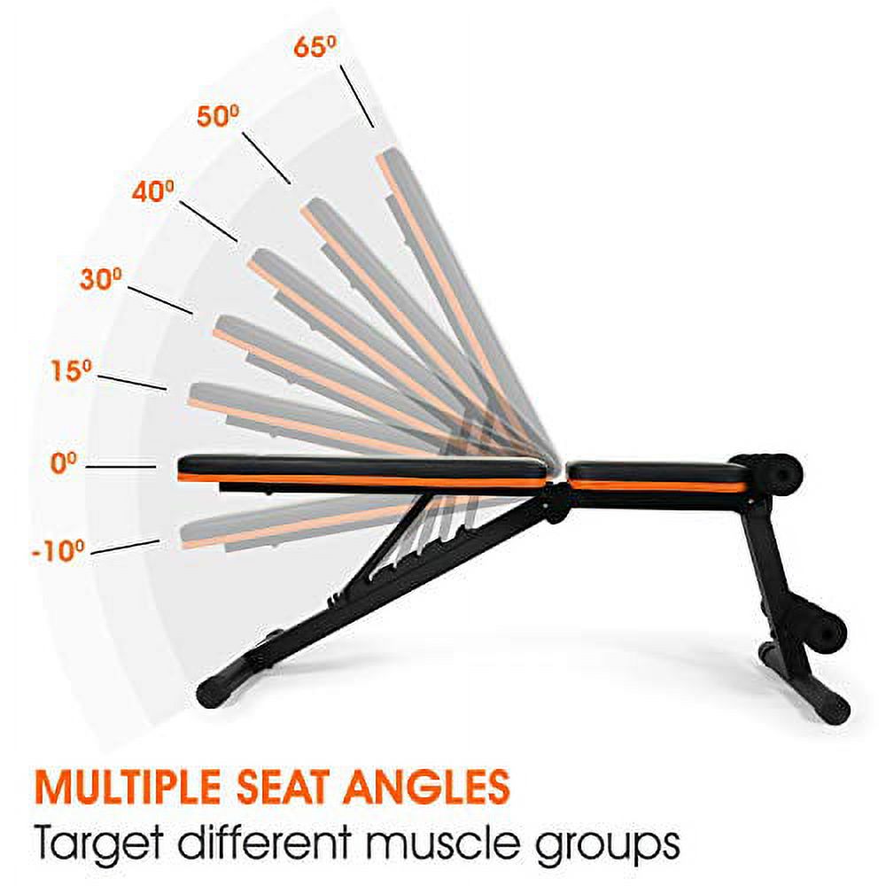 Yes4All Adjustable Weight Bench / Utility Weight Bench with Foldable Design – Weight Capacity 400 lbs (Orange)