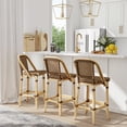 thumbnail image 3 of Brown - Light Brown -  - Rattan, woven plastic (carrie pattern) - BUTLER LILA RATTAN BARSTOOL, 3 of 9