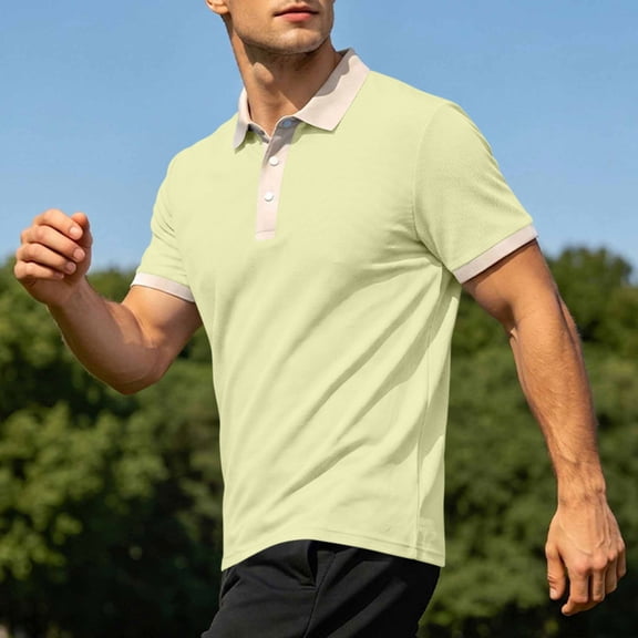 COSFO Waffle Polo Golf Shirts for Men Performance Short Sleeve Colorblock Shirt Pullover Collared Dry Fit Classic Fit Moisture Wicking Mens Shirts