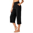 thumbnail image 2 of SwiftWear Women's Dress Work Capri Pants Solid Color Wide Leg Capris Stretch Casual Cropped Pants S-2XL, 2 of 6