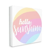 Stupell Industries Hello Sunshine Phrase Circular Pink Rainbow Canvas Wall Art by Daphne Polselli