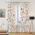 thumbnail image 2 of Colorful Spring Floral Kitchen Curtains 84 Inch Length, Farmhouse Botanical Summer Grommet Top Bedroom Living Room Curtains, Light Filtering Cafe Curtain Drapes 2 Panels Set 84''x84'', 2 of 9