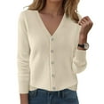 thumbnail image 2 of idosla Cardigan Sweaters for Women Casual Long Sleeve Open Front Button Down Knit Outwear Soft Comfy Fashion Clothes (Beige, XL), 2 of 4