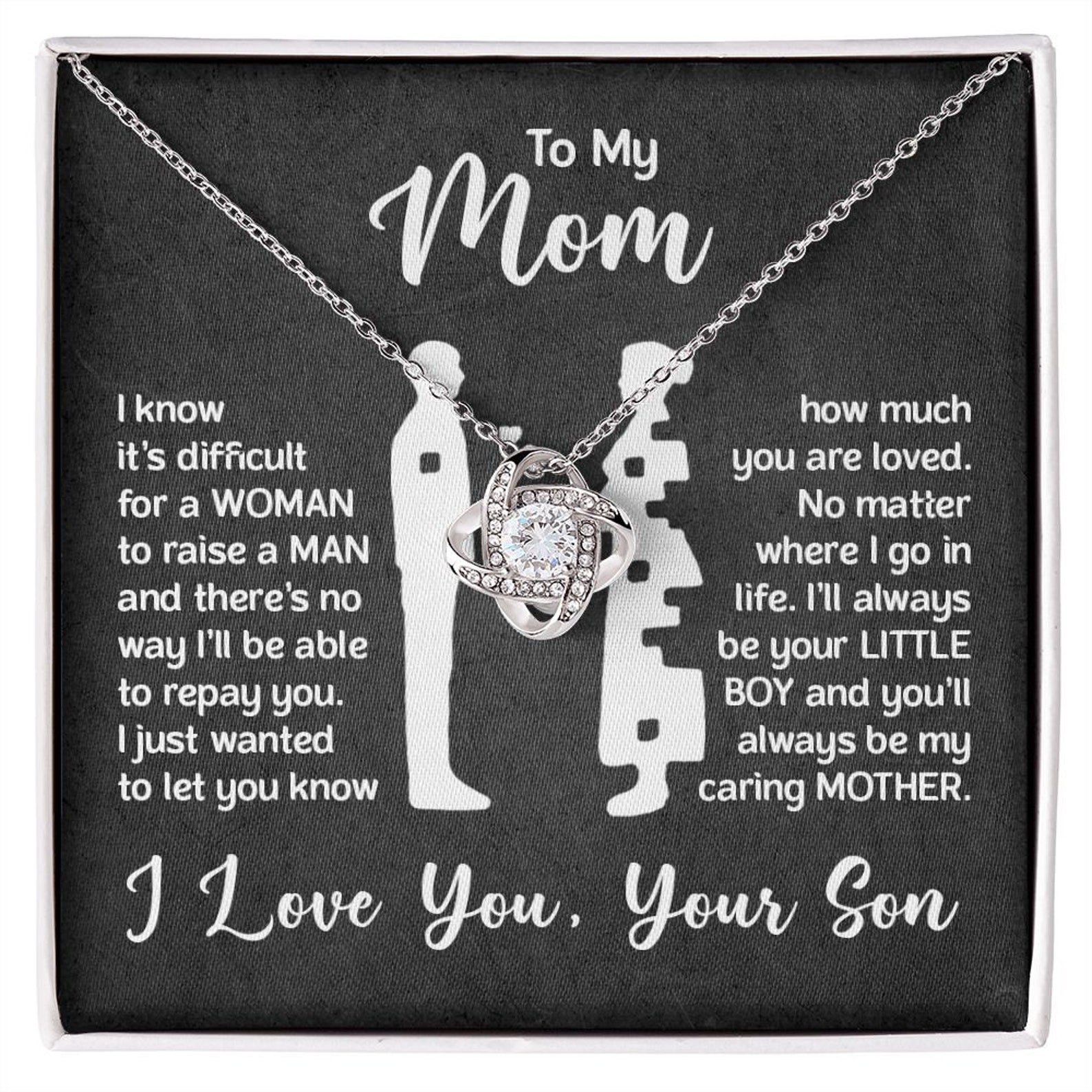 Mother’s Day Gift for Mom from Son To My Mom Necklace Forever Love Necklace with Message Card Birthday Gift for Mother Christmas Gift Thanksgiving Gift New Year Gift Emotional Mom Jewelry