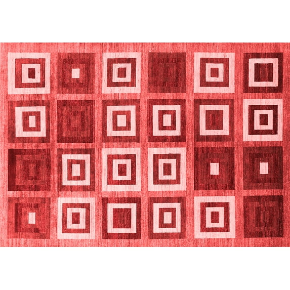 Ahgly Company Indoor Rectangle Abstract Red Contemporary Area Rugs, 8' x 10'