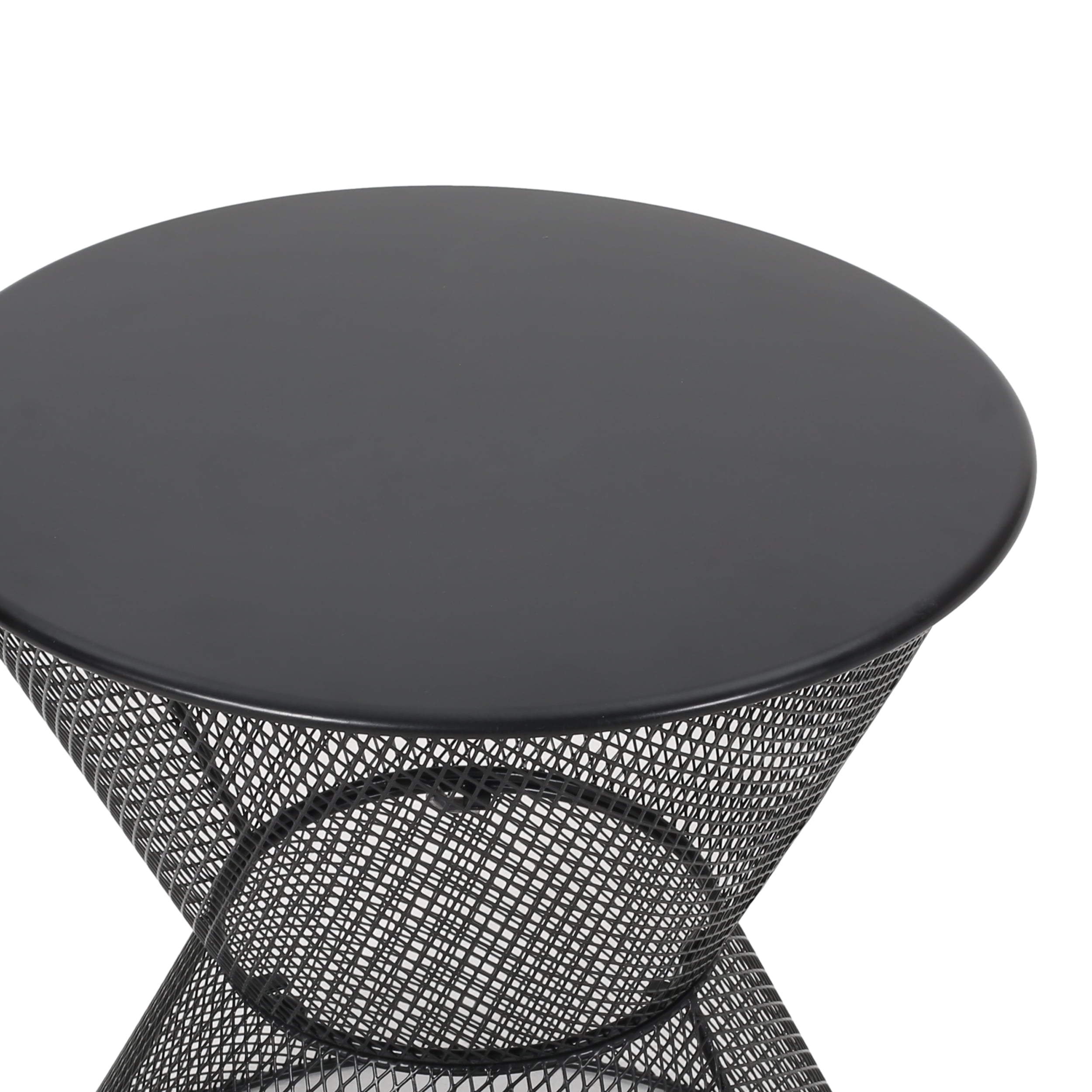 Saralee Outdoor Modern Iron Side Table, Matte Black